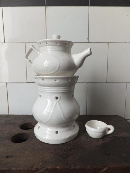 prachtig set theelicht en theepot, porselein Frans brocante, Antiek en Kunst, Curiosa en Brocante, Verzenden