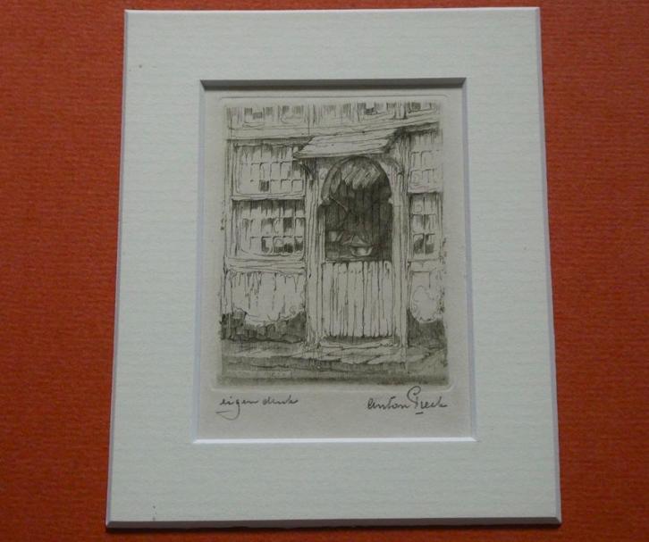 Anton Pieck ets Kruidenierswinkeltje Hoorn 1918 gesigneerd, Antiek en Kunst, Kunst | Etsen en Gravures, Ophalen of Verzenden