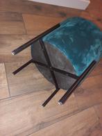 3x Petrol blauw poef, Huis en Inrichting, Banken | Voetenbanken en Poefen, Ophalen, Minder dan 50 cm, Rond, Minder dan 50 cm