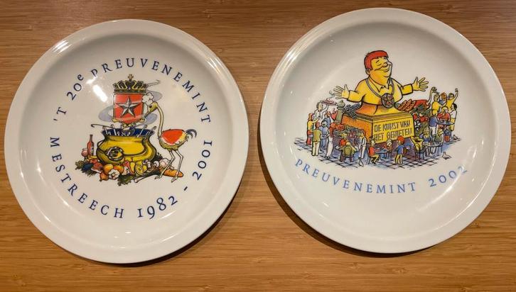 Mosa Preuvenemint borden 2001 & 2002 Maastricht, Huis en Inrichting, Keuken | Servies, Gebruikt, Bord(en), Overige stijlen, Aardewerk