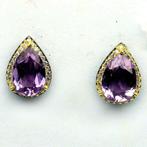oorbellen 925 zilver 14 k verguld met peervormige amethist, Paars, Nieuw, Ophalen of Verzenden, Met edelsteen
