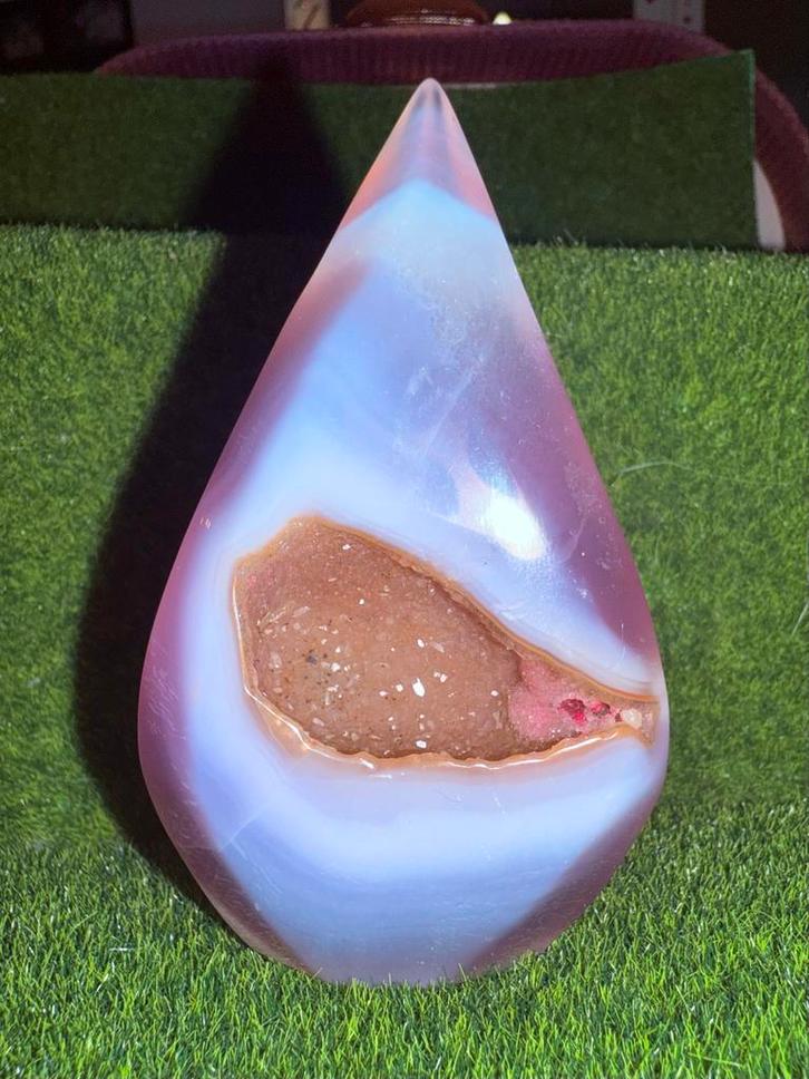 Druzy Agaat Druppel - Natuurlijk Kristal, Verzamelen, Mineralen en Fossielen, Mineraal, Ophalen of Verzenden