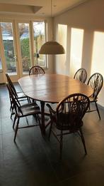 6 Antieke Engelse Wheelback stoelen met tafel, Ophalen, Gebruikt