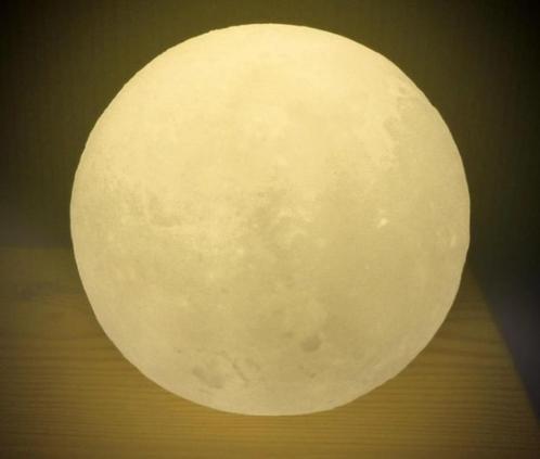 Leuk maanlampje (LED) 10 cm doorsnede, Kinderen en Baby's, Kinderkamer | Inrichting en Decoratie, Zo goed als nieuw, Lamp, Ophalen of Verzenden