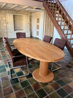 Houten ovale tafel inclusief stoelen, 200 cm of meer, Gebruikt, Ophalen of Verzenden, Vijf personen of meer