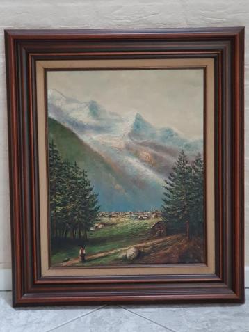 schilderij 59 x 69 berglandschap A. van de Waardenburg beschikbaar voor biedingen