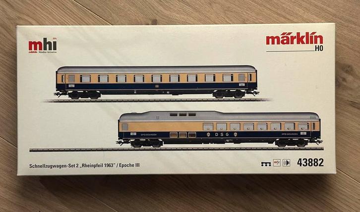 Märklin HO 43882 Set sneltreinrijtuigen 2 "Rheinpfeil 1963", Hobby en Vrije tijd, Modeltreinen | H0, Nieuw, Wagon, Wisselstroom