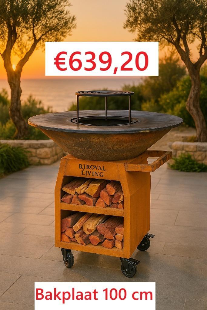 BBQ Plancha Meastro XXXL 100 cm Cortenstaal.  21 x Model, Tuin en Terras, Houtskoolbarbecues, Gebruikt, Met accessoires, Ophalen of Verzenden