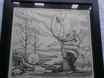 A.H. Van Lambalgen, leuke ets Vrouwen in een Ballon beschikbaar voor biedingen