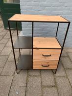 Industrieel Bijzettafel met Lades, Ophalen, 50 tot 100 cm, Zo goed als nieuw, Met lade(s)