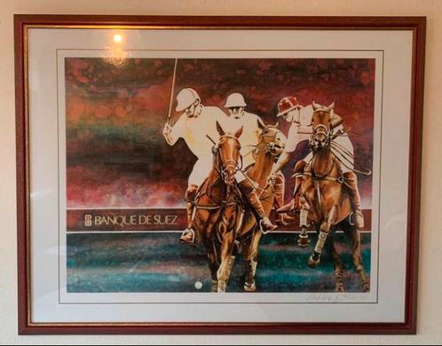 Polospelers origineel Litho René Brone gesigneerd genummerd, Antiek en Kunst, Kunst | Litho's en Zeefdrukken, Ophalen