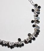 Ziverkleurig enkelbandje met zwarte kralen  25cm, Marktplaats@koningsieraden.nl, Overige materialen, Verzenden, Zwart