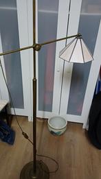 Mooie koperen staande lamp, Ophalen, Gebruikt, Glas, Art Deco
