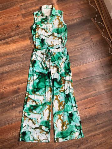 Nieuw! Norah broek en top, travelstof groen print, maat 36 beschikbaar voor biedingen