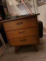 Vintage Mid Century Nachtkastje/Kastje, Minder dan 50 cm, Gebruikt, Teakhout, Ophalen of Verzenden