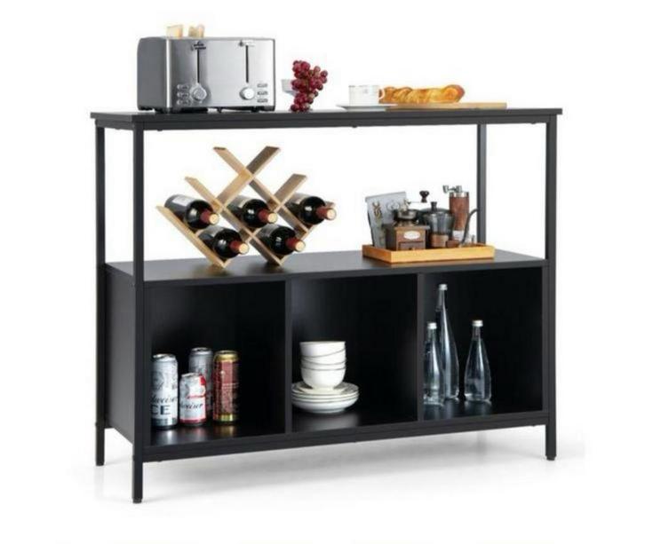 Moderne Sidetable met Wijnrek NIEUW IN DOOS, Huis en Inrichting, Tafels | Sidetables, Nieuw, 25 tot 50 cm, 100 tot 150 cm, Rechthoekig