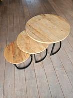 3 Mango Houten Salontafels. T.e.a.b., Huis en Inrichting, Ophalen of Verzenden, Rond, Minder dan 55 cm