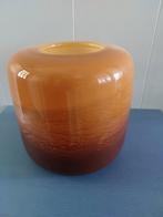 Vaas Alexis Intratuin geel bruin glas zgan, Huis en Inrichting, Overige kleuren, Ophalen of Verzenden, Minder dan 50 cm, Glas
