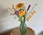 10 lila geel beige gehaakte bloemen +Zonnebloem ZOMER boeket, Verzenden, Nieuw, Binnen