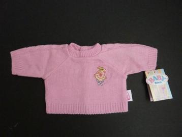 Roze trui voor de baby born pop van 43 cm.Poppenkleertjes beschikbaar voor biedingen