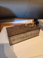 Vintage Metalen Geldkist met Sleutel, Ophalen of Verzenden