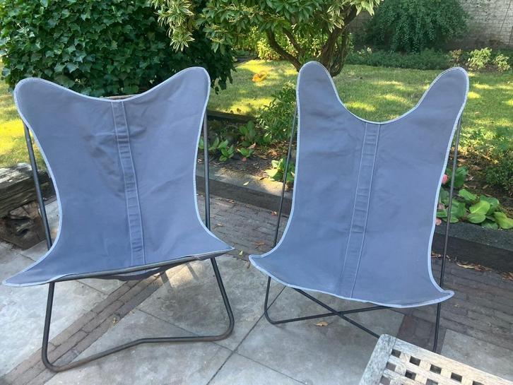 Vlinderstoelen tuin, Tuin en Terras, Tuinstoelen, Gebruikt, Metaal, Inklapbaar, Ophalen