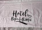 👶lakentje voor ledikant: hotel opa & oma👶, Verzenden, Zo goed als nieuw, Wit, Jongetje of Meisje