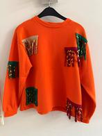 Oranje sweater met franjes (small maar oversized), Ophalen of Verzenden, Zo goed als nieuw, Maat 36 (S), Oranje