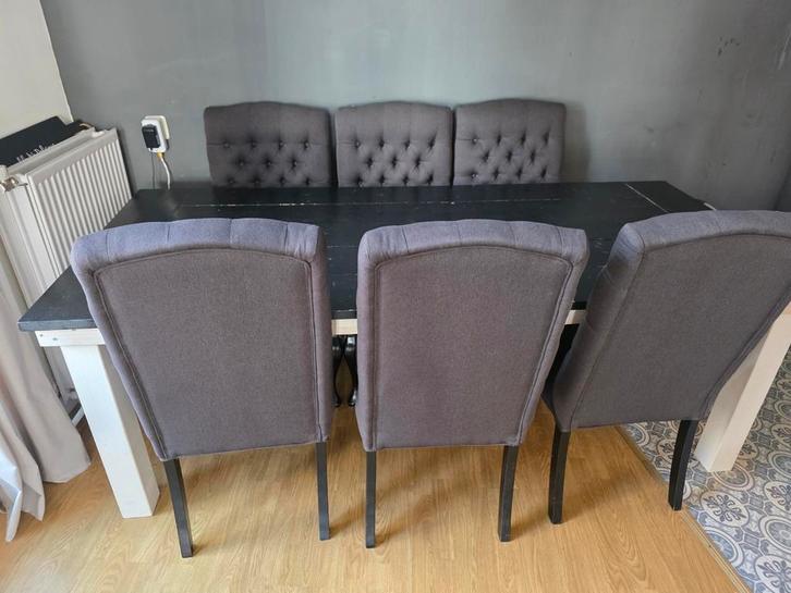 Eethoek: Tafel + 6 Stoelen (Mag Apart), Huis en Inrichting, Complete eetkamers, Gebruikt, 6 tot 8 stoelen, Ophalen