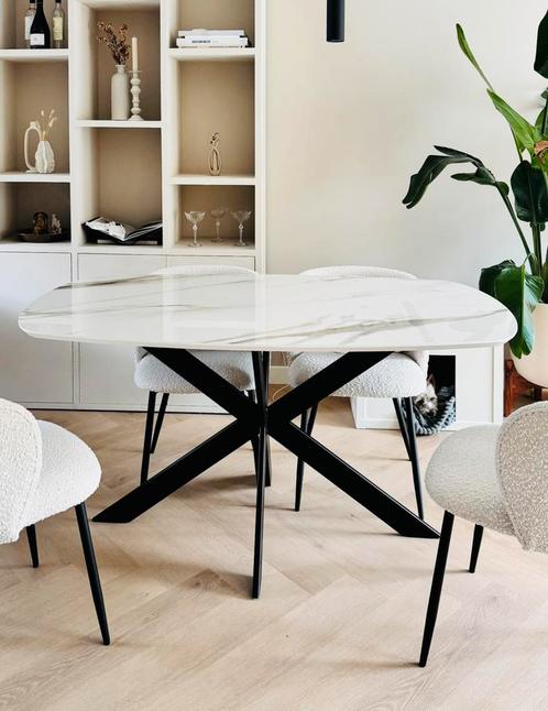 KAS20 Marmeren eettafel Deens Ovaal Keramiek 2,5cm blad, Huis en Inrichting, Tafels | Eettafels, Zo goed als nieuw, 50 tot 100 cm