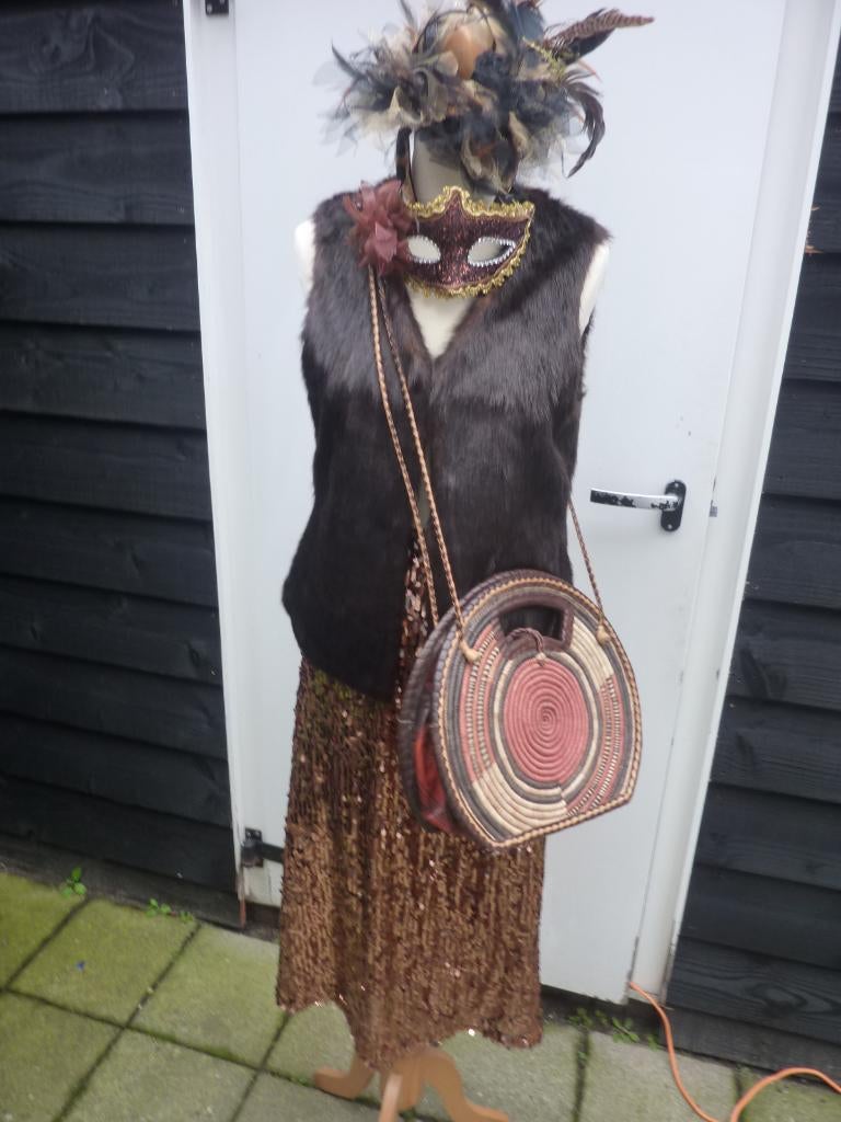 CARNAVAL, glitter, sjiek, bont, carnavalspak, rok, Ophalen of Verzenden, Gedragen, Carnaval, Kleding