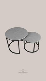 Ronde salontafel GRIJS - 37x43cm, Huis en Inrichting, Tafels | Salontafels, Ophalen, Rond, 50 tot 100 cm, Zo goed als nieuw