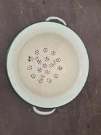 Vintage Emaille Vergiet met Groene Rand, Ophalen of Verzenden