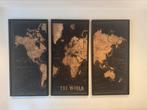 3 luik wereld kaart schilderij, Ophalen, Zo goed als nieuw, Schilderij