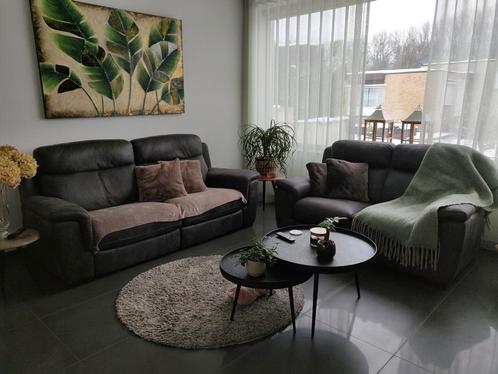 2 Z en 2,5 Z met Relax functie donker grijs stof., Huis en Inrichting, Banken | Complete zithoeken, Zo goed als nieuw, Hout, Stof