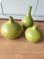 3 siervazen appelgroen, Huis en Inrichting, Woonaccessoires | Vazen, Gebruikt, Ophalen of Verzenden, Glas, Minder dan 50 cm