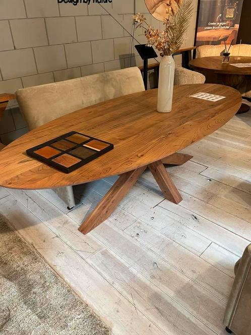 massief acacia ovale houten eettafel – merk Bruuts, Huis en Inrichting, Tafels | Eettafels, Zo goed als nieuw, Ophalen of Verzenden