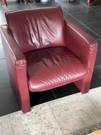 Rood lederen Leolux fauteuil, Huis en Inrichting, Fauteuils, Ophalen, Zo goed als nieuw, 50 tot 75 cm, Leer