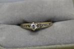 Wit gouden 18 kt ring met 13 diamanten., Gebruikt, Wit, Ophalen of Verzenden, 17 tot 18
