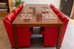 6 Rolf Benz  Huiskamerstoelen rood leer, Huis en Inrichting, Stoelen, Ophalen, Leer, Zo goed als nieuw, Rolf Benz nr: 7100