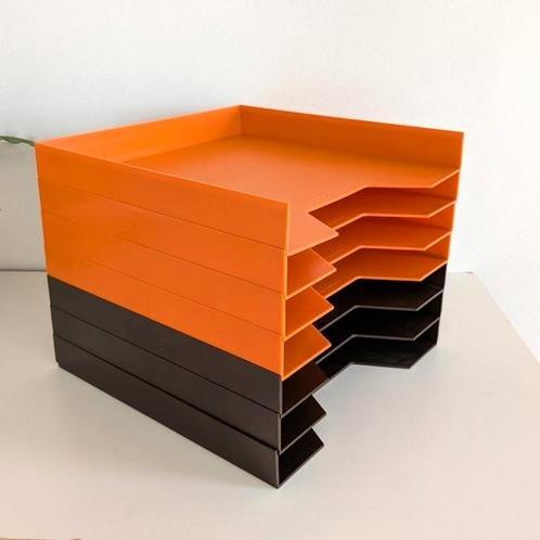 Vintage bruin en oranje LP houders platenrek van Discofoon, Cd's en Dvd's, Vinyl | Overige Vinyl, Zo goed als nieuw, Overige formaten