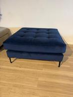 Hocker cooper poef velvet blauw zwarte poot afgeprijsd nieuw, Huis en Inrichting, Ophalen, Nieuw, Rechthoekig, Stof
