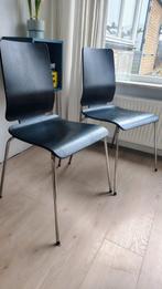 2 Vintage IKEA Gilbert stoelen - zwart hout, chroom poten, Huis en Inrichting, Stoelen, Ophalen, Gebruikt, Twee, Zwart