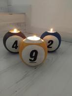 3 waxinelichtje houders biljartbal, Huis en Inrichting, Ophalen of Verzenden, Gebruikt, Overige materialen, Minder dan 25 cm