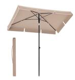 SONGMICS TAUPE PARASOL 230 X 150 CM. UPF 50+, Zo goed als nieuw, Stokparasol, Kantelbaar, 2 tot 3 meter
