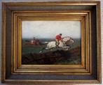 ===paardenrace===Frederik Willem Zürcher 1835-1894===, Antiek en Kunst, Kunst | Schilderijen | Klassiek, Ophalen of Verzenden
