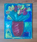 Vaas bloemen, Antiek en Kunst, Kunst | Schilderijen | Abstract, Ophalen of Verzenden