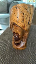 Houten sculptuur van een gezicht, Verzamelen, Beelden en Beeldjes, Ophalen of Verzenden, Zo goed als nieuw, Overige typen