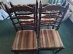 4 Eetkamerstoelen - Hout en Stof, Ophalen, Hout, Gebruikt, Bruin