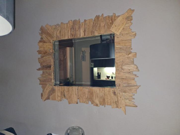 Zeldzaam mooie spiegel omringd met tropisch drijfhout, Huis en Inrichting, Woonaccessoires | Spiegels, Zo goed als nieuw, 100 tot 125 cm
